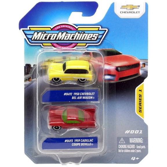 Micro Machines Series 1 1950 Chevrolet Bel Air Wagon & 1959 Cadillac Coupe DeVille Vehicle 2-Pack