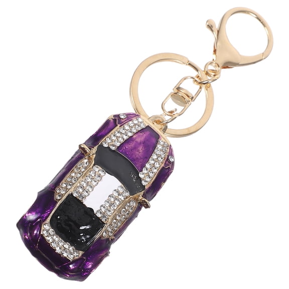ELAYARD Elegant Purple Hanging Bag Keychain Charms with Rhinestones for Car Keys and Handbags, Mini Size