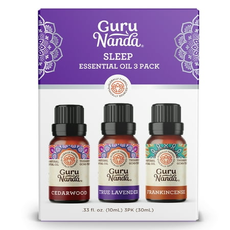 GuruNanda Sleep Essential Oils - Frankincense, Lavender, Cedarwood - Aids in Calming and Relaxation Aromatherapy & Diffuser