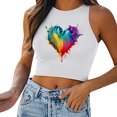 thumbnail image 1 of Gibobby Camiseta sin mangas informal de verano para mujer, camiseta sin mangas con cuello , camiseta corta ajustada, camiseta sin mangas estampada para verano(Amarillo,G), 1 of 5