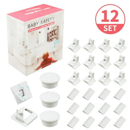 BUSATIA Magnetic Cabinet Locks Baby Proofing Cabinets-Magnetic Baby Proofing Cabinet Locks,Child Proof Cabinet Locks for Cabinets Drawers Doors - No Tools Required-12 Pack and 3 Keys