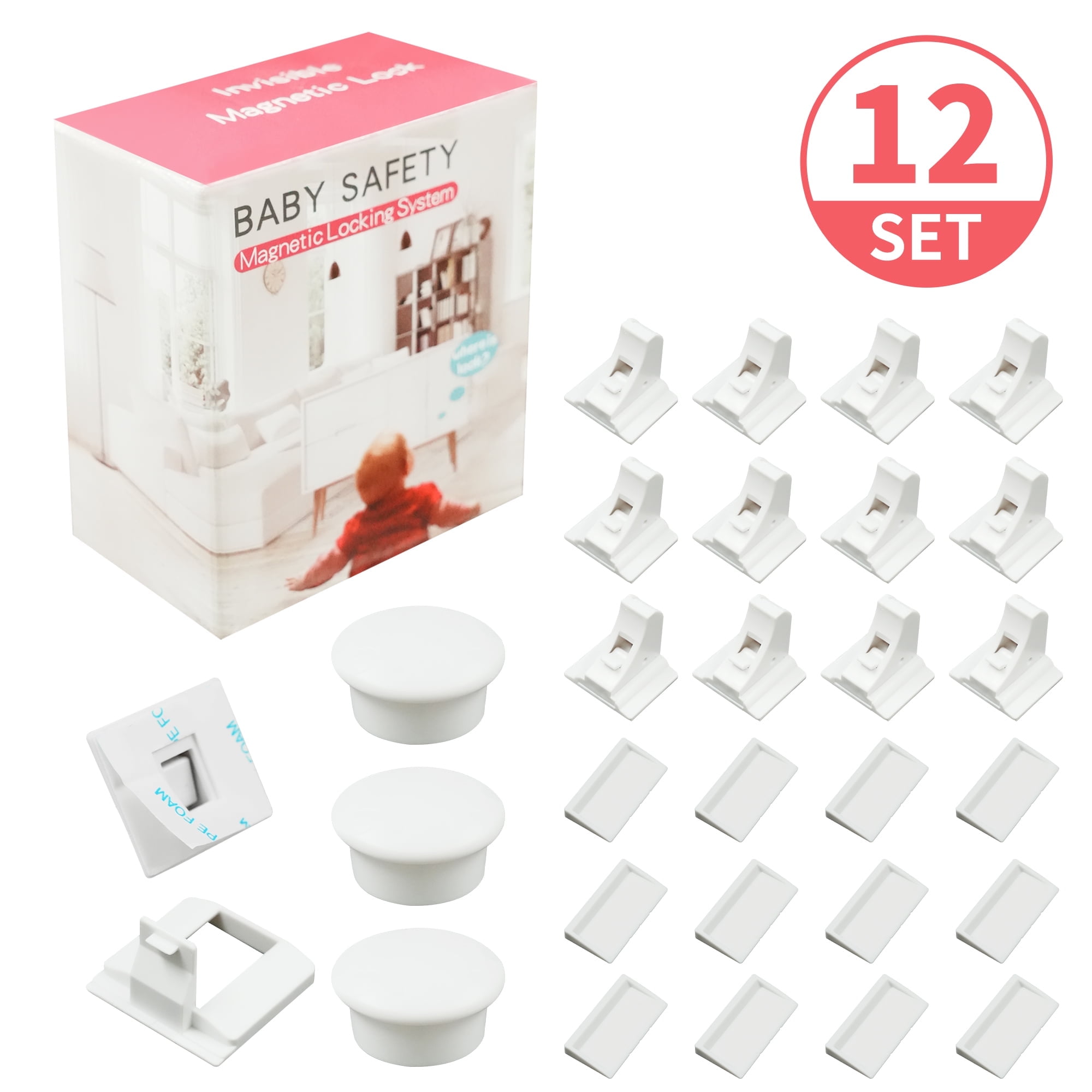 BUSATIA Magnetic Cabinet Locks Baby Proofing Cabinets-Magnetic Baby Proofing Cabinet Locks,Child Proof Cabinet Locks for Cabinets Drawers Doors - No Tools Required-12 Pack and 3 Keys