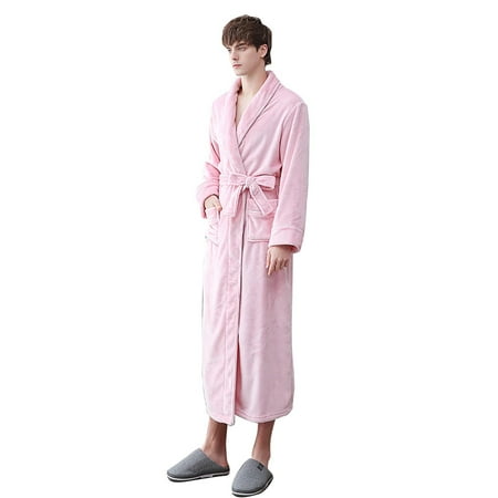 GHSOHS Robes for Women Bathrobe Women Lingerie Women s Autumn Winter Flannel Thickened Plush Couple Bathrobe Extended Size Coral Velvet Nightgown Sleepwear Sleepshirt Robe Pajamas