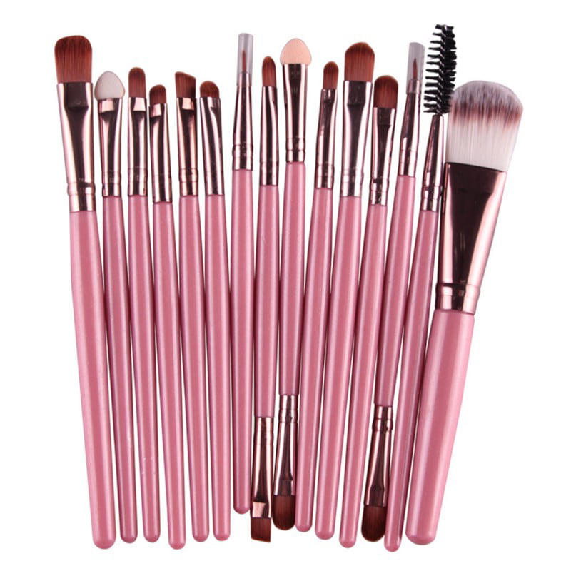 15Pcs Foundation Eyeshadow Eyeliner Cosmetic Makeup Brush Set Tool ...