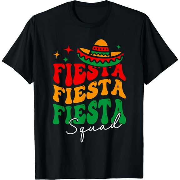 Groovy Fiesta Squad Cinco De Mayo Mexican Fiesta 5 De Mayo T-Shirt men and women can wear, black, white, gifts