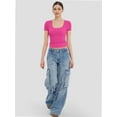 thumbnail image 6 of Womens Basic Scoop Neck Short Sleeve T Shirt Slim Fit Tee Summer Going Out Crop Tops Tight Sexy Shirts, 6 of 6