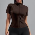 thumbnail image 2 of BTDECLAR Women's Full Zipper Yoga Shirts Short Sleeve Stand Collared Athletic Tops Stretchy Lightweight Summer Sporty Workout Jacket, 2 of 4