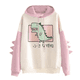thumbnail image 2 of Sudadera con capucha de dibujos animados de dinosaurios para mujer, sudadera de moda informal con estampado de manga larga, estilo coreano, tops con empalme, ropa Kawaii, 2 of 5