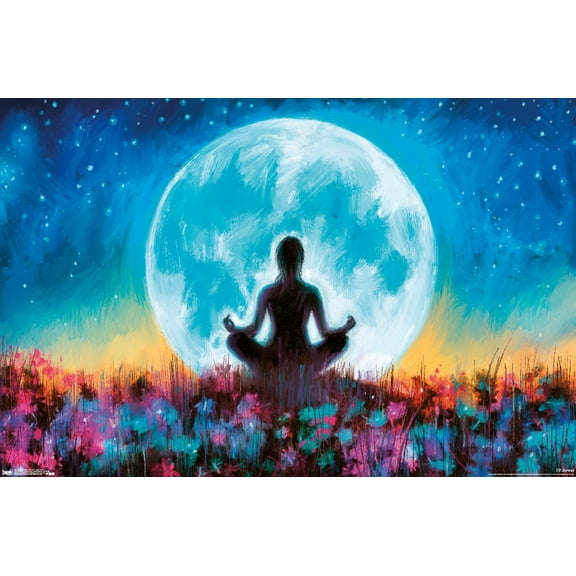 PD Moreno - Fine Art - Yoga Moon Wall Poster, 22.375" x 34"