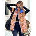 thumbnail image 2 of Womens Floral Oversized Puffer Vest Cap Sleeve Winter Warm Puffy Quilted Jackets Coat, 2 of 6