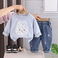 thumbnail image 2 of Kogui Toddler Outfit Newborn Baby Girl Outfits Big Sister Long Sleeve Sweatshirt Pants Set Sweatsuit Toddler Fall Winter Clothes 3 6 9 12 18 Months 2T 3T 4T 5T (Blue,12-18 Months), 2 of 9
