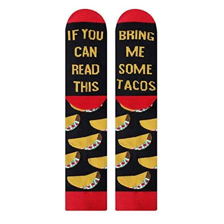 

Moyel If You Can Read This Socks For Men Crew Cotton Novelty Gifts (Tacos 1)