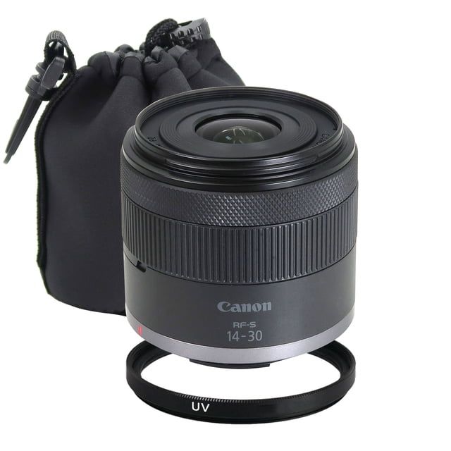 Lente Canon RF-S 14-30 mm f/4-6.3 IS STM PZ con funda y filtro