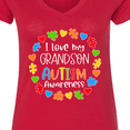 thumbnail image 4 of Inktastic I Love My Grandson Autism Awareness Women's V-Neck T-Shirt, 4 of 5