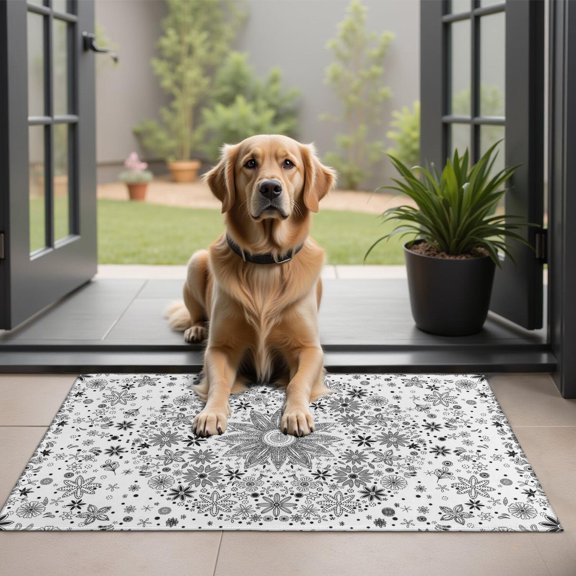 Bohemian Retro Floral Non-Slip Entryway Door Mat,Boho Indoor Decor Durable Low Plush Door Mat,Washable Welcome Rug for Patio Hallway Home Decor 20x32 Inches