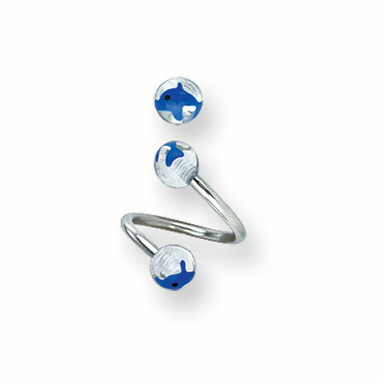 Jewelry by Sweet Pea 316L SRG GR SSTL 14G 3/8 in.5mm Acrylic Swirl Twistd Barbell