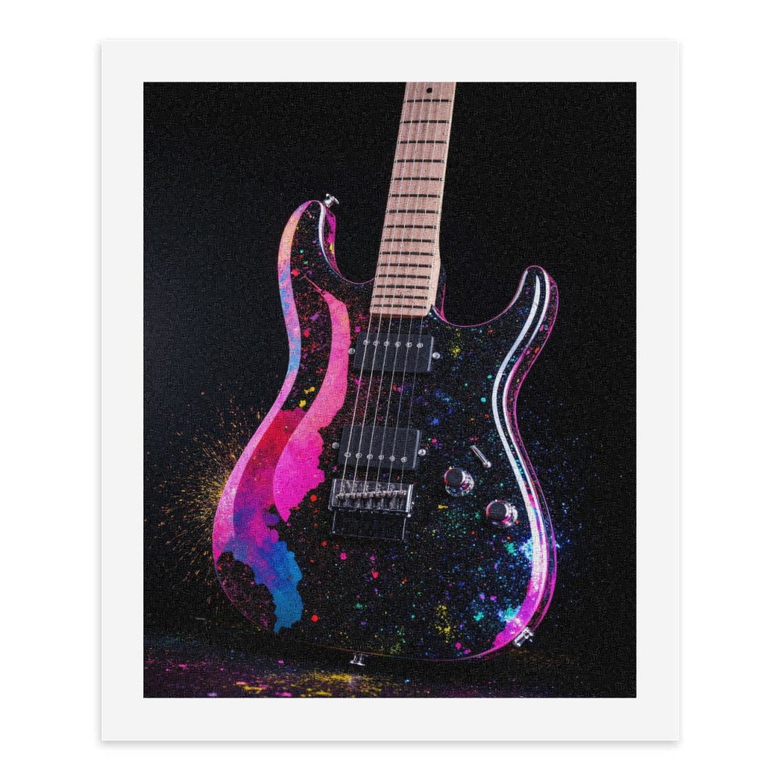 Paint By Numbers Kit for Adults Beginner - DIY Guitar Splash Colors Canvas Painting Kits for Adults, Frameless Paint By Number for Adults for Home Wall Decor 16x20 Inch