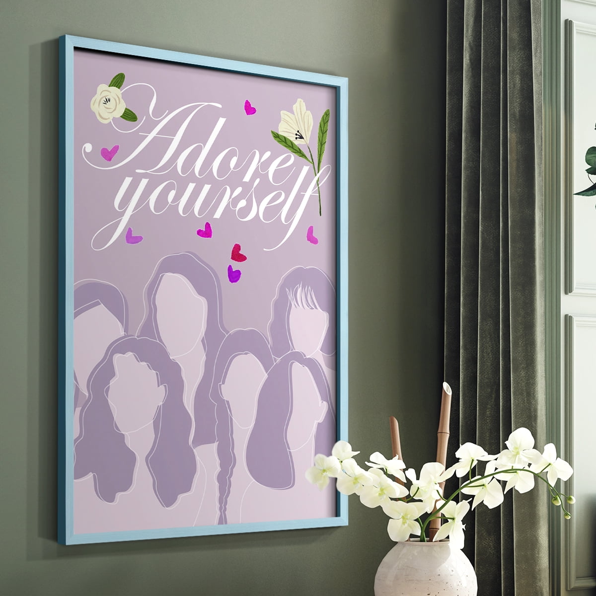 Happy Galentine's Day Collection B Framed Print in Blue Solid Wood Framed Print No Nail Hanging