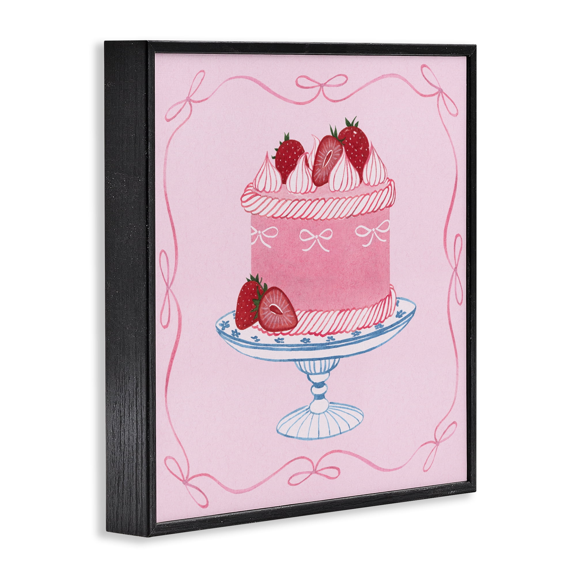 Stupell Industries Pink Strawberry Cake Black Framed Giclee Art, design by Grace Popp