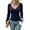 Navy, variant on Womens Deep V Neck Blouse Twist Front Long Sleeve Tops 2026 Y2k Slim Fit Shirts Solid Crossover Top Navy XXL