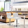 thumbnail image 4 of QRInnovations Extra Large Faux Leather Barstools SET of 2 - Modern Adjustable Counter Height Armless Chairs - Large Seat & Larger Base, Swivel Stool for Bar, Island, Living Room, Dining Room - White, 4 of 6