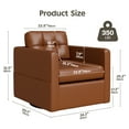 thumbnail image 2 of COOLHUT Swivel Accent Chair for Living Room, Modern Faux Leather Armchair with Throw Pillow, Square Upholstered Swivel Armchair with Sturdy Frame, Brown, 2 of 11