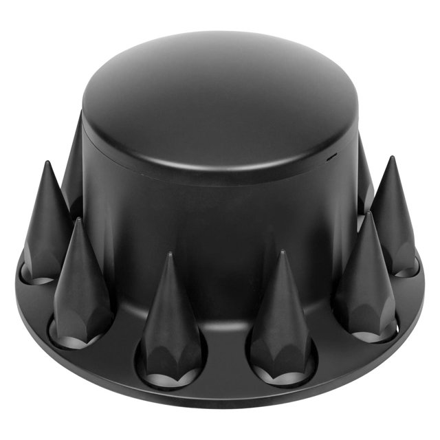 United Pacific 10342 Axle Hub Cover, Rear, Matte Black, Dome, with 33mm Spike Thread-On Nut Cover