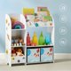 thumbnail image 3 of SONGMICS Organizador de Juguetes y Libros para Niños, Estantería de Almacenamiento Multifuncional con 2 Cajas, Gran Capacidad, Tema Universal, para Dormitorio, Salón, Blanco MGKR42WT, 3 of 8