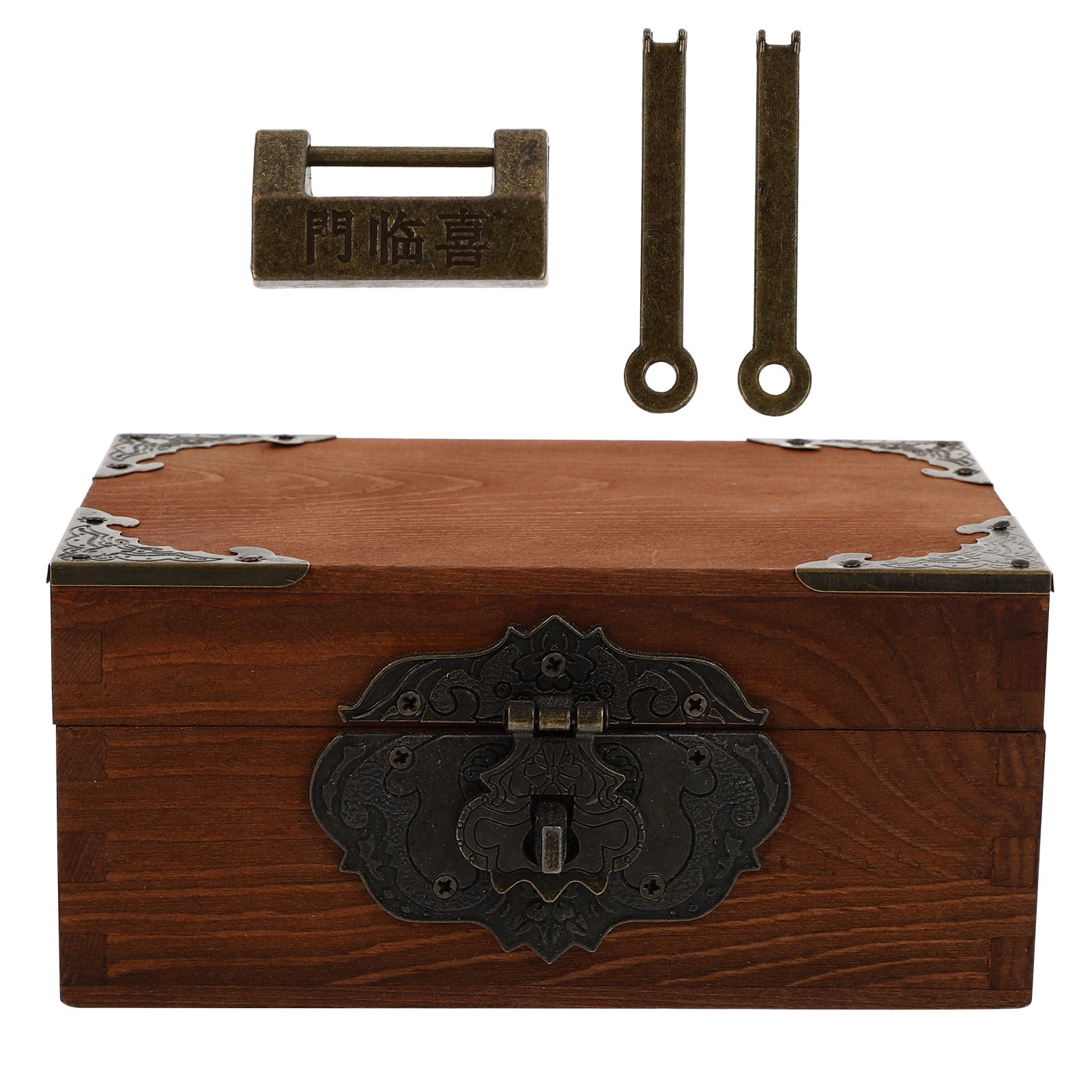 NUOLUX Box Wooden Case Storage Lockstyle Rectangular Retro Container