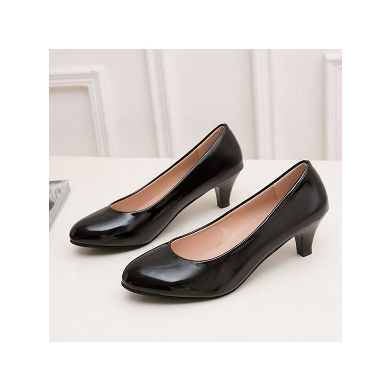 uirend Work High Heels - 4CM Women's Mid Heel Dress Shoes Slip On Pumps  Pointed Toe Courts Shoes Evening Business Formal Shoes Black : :  Clothing, Shoes & Accessories