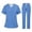Blue, variant on Women Quick Dry Nurse Uniforms Sets V-Neck Top Elastic Drawstring Straight Leg Pants Medical Uniforms Set with Pockets, Size S-2XL