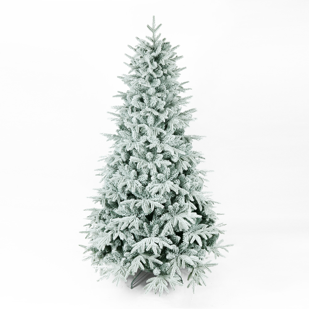 iYofe White Snow Flocked Christmas Tree, 7ft Artificial Hinged Pine Xmas Tree with 1100 Tips
