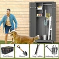 thumbnail image 4 of Marcree 72.8" Outdoor Broom Storage Cabinet, Metal Storage Cabinets for Cleaning Supplies with Slanted Roof, Utility Closet, Waterproof Outdoor Narrow Storage Shed, Broom Mop Storage Cabinet, Grey, 4 of 8
