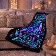 thumbnail image 6 of Cosmic Spirit Wolf Energy Galaxy Night Sky Fantasy, Peaceful Mountain Lake Scene, Warm Flannel Blanket for Cabin and Lodge, Outdoor Lovers Camping Gift, Festive Home Decor, 6 of 9