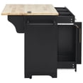 thumbnail image 4 of 59.3" Kitchen Island with Storage 2 Pull Out Cabinet Organizers & Rubber Wood Drop Leaf, Rolling Kitchen Island with Trash Can Storage, Power Outlet, Spice & Towel Rack for Kitchen, Dining, Black, 4 of 4