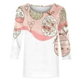 thumbnail image 4 of Chemisier pour Femmes T-shirt à Col Rond Imprimé de Pâques pour Femmes à Manches 3/4 Haut Ample, 4 of 9