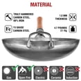 thumbnail image 5 of Woks y sartenes para saltear de acero al carbono con fondo redondo de 14” YOSUKATA – Wok sin sazonar para saltear, asar, parrillar y acampar – Sartén tradicional japonesa y china martillada a mano – E, 5 of 5