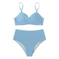 thumbnail image 6 of TOWED22 Women Two Piece Swimsuits High Waisted Bikini Set High Cut Color Block Adjustable Straps Bathing Suit（Light Blue,XXL）, 6 of 7