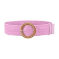 thumbnail image 4 of TFEOQRY Belts for Women Round Buckle Elastic Straw Belts Boho Waist Belt Solid Color Retro Elegant Adjustable Bilateral Frenum Waist Cinchers Pink, 4 of 4