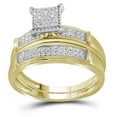thumbnail image 3 of 10kt Yellow Gold His Hers Round Diamond Square Matching Wedding Set 3/8 Cttw, 3 of 4
