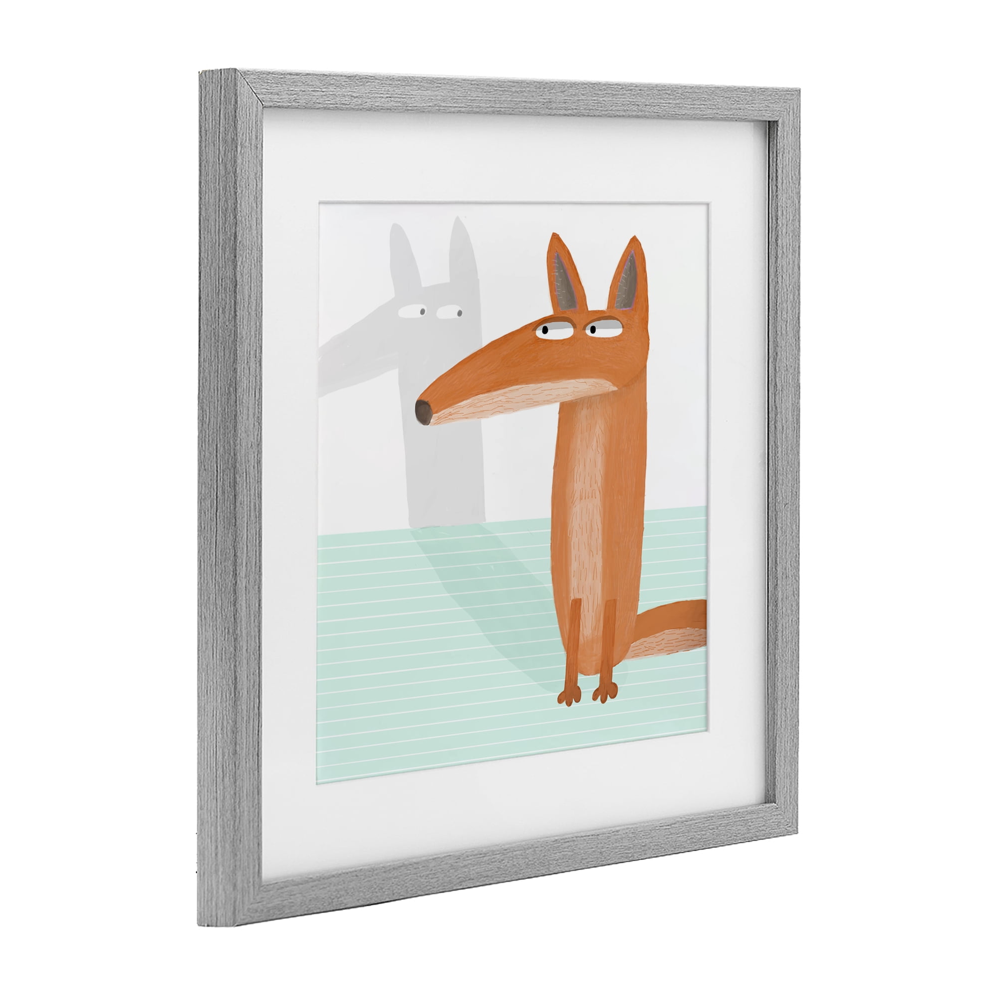 Stupell Industries Whimsical Fox Shadow Gray Framed Print Under Glass, design by Carla Daly