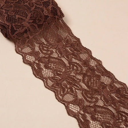 10yards Elastic Lace Trim Lace Ribbon For Sewing Decoration Coconut Brown 80mm