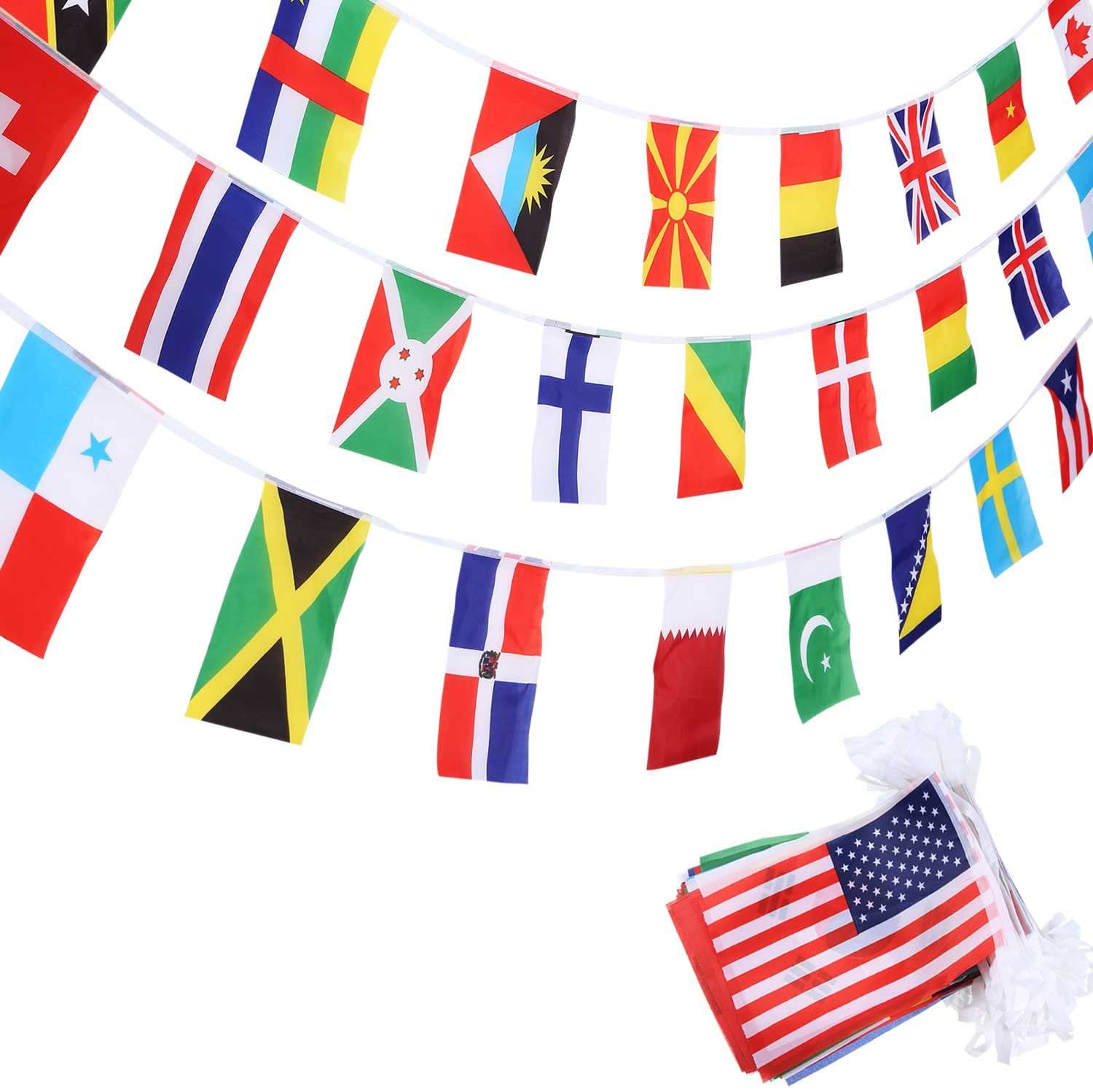Festival Events Celebration 200 Countries Olympic Flags Pennant Banner for Bar Grand Opening G2PLUS 164 Feet 8.2 x 5.5 World Flags Party Decorations International Flags Sports Clubs 