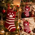thumbnail image 6 of JeashCHAT 7" Mini Christmas Stocking Ornaments, Pet Dog Paw Print Red White Striped Knit Xmas Stocking, Small Candy Gift Bag, Christmas Tree Hanging Stocking, 6 of 7