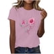 thumbnail image 2 of Fiudx Liquidación de Ofertas Flash Top de Manga Corta con Cuello Redondo y Estampado de Pecho para Mujer, 2 of 4