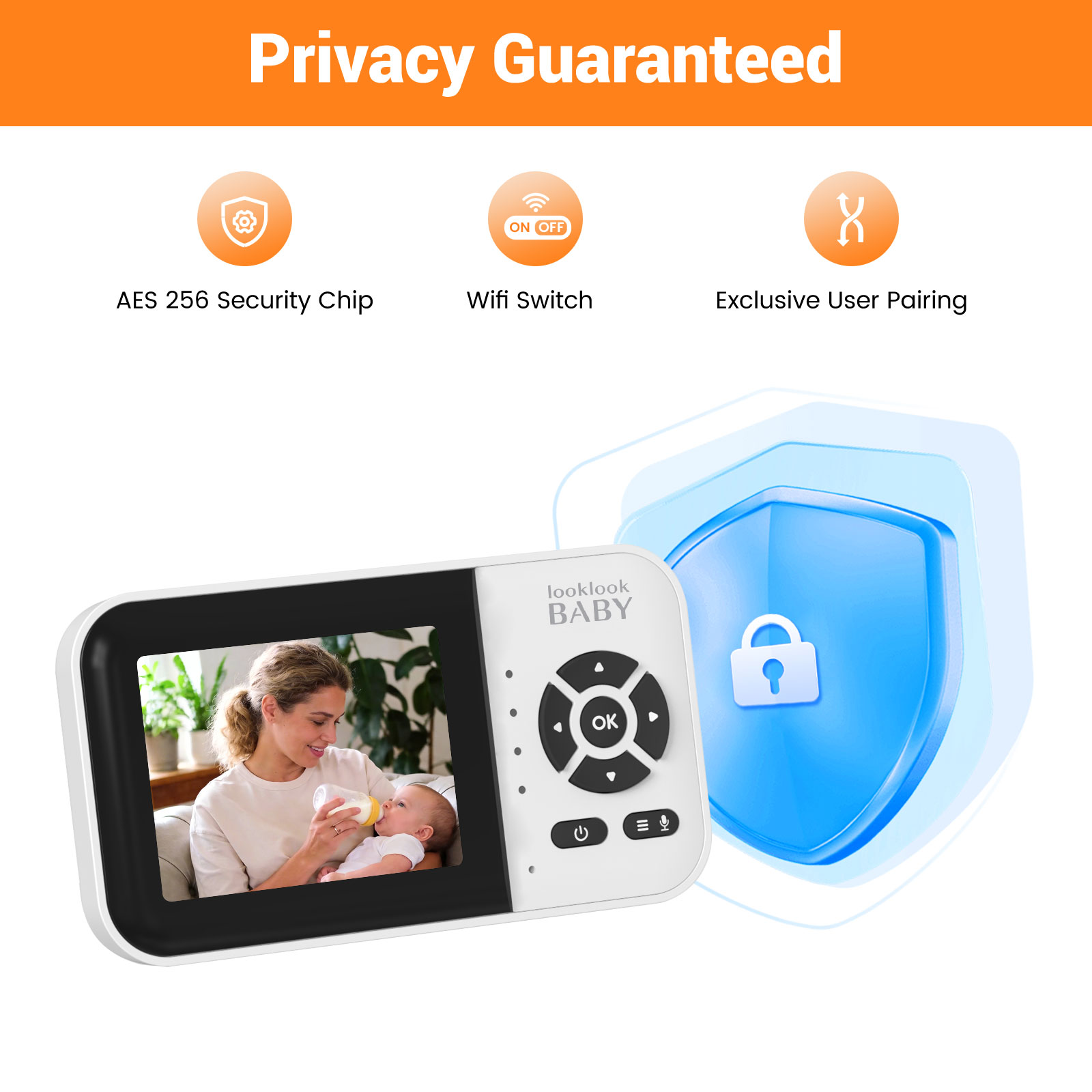Look Look Baby Video Monitor, 1080p, 2.8 Inch Screen photo 3