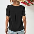 thumbnail image 5 of up to 60% off Gifts wycnly Shirts for Women Fashion Petal Sleeve Pleated Lightweight Keyhole Tunic Tee Tops Summer Trendy Solid Short Sleeve Round Neck Ladies Blouses Black m, 5 of 7