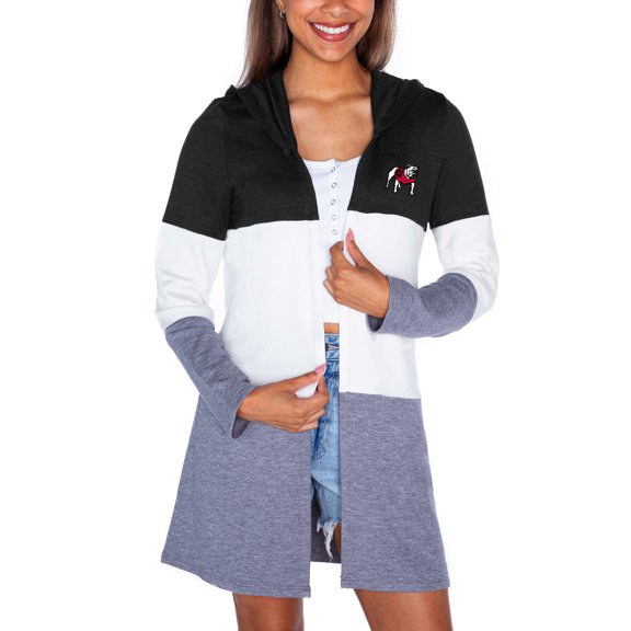Women's Gameday Couture Black Georgia Bulldogs Colorblock Hooded Cardigan