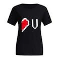 thumbnail image 5 of Chandails des Fêtes pour Couples Assortis Mode de la Saint-Valentin Manches Courtes Imprimé Cœur Design Ample Blouses Col Rond T-Shirt Confortable Doux Respirant Blouse pour Lui et Elle Tee Noir TG, 5 of 5