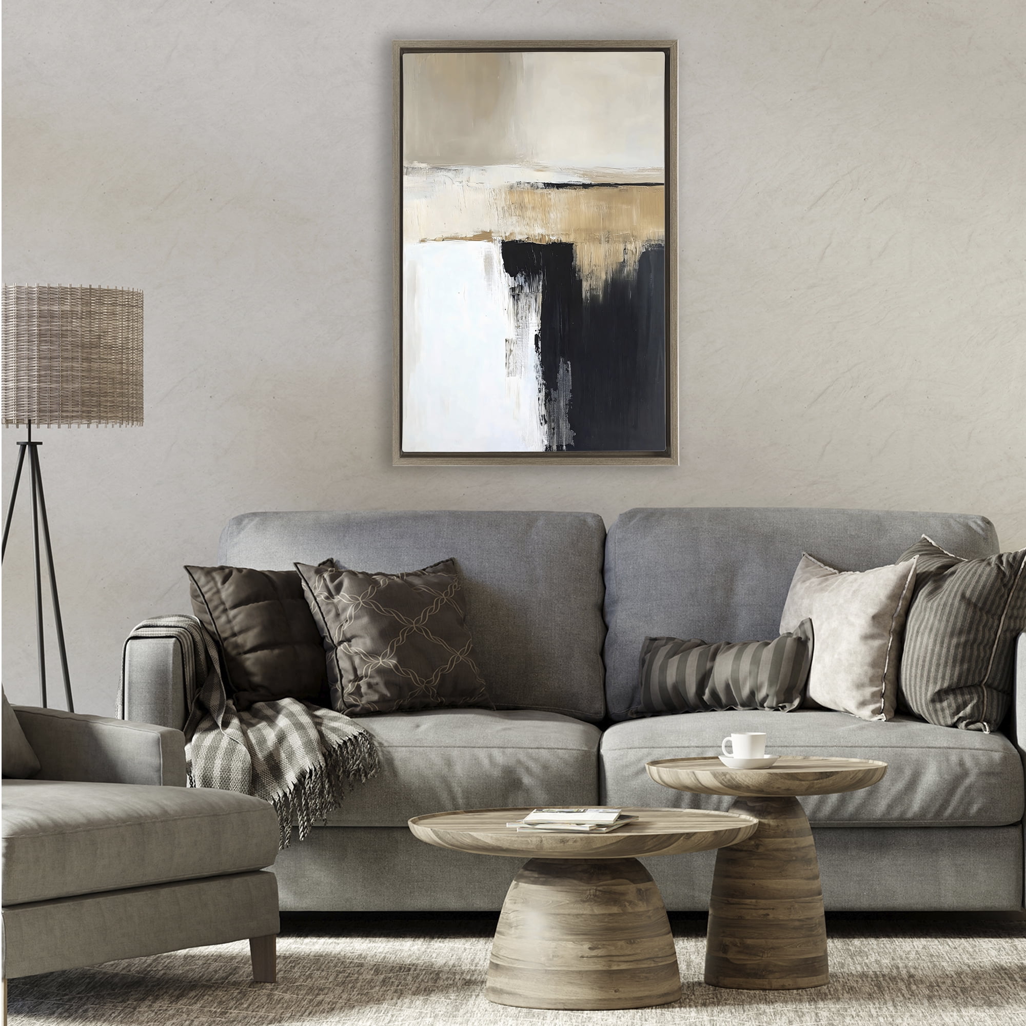 Stupell Industries Desert Horizon Muted Abstract Brown Framed Floater Canvas Wall Art, design by Gina Kelly